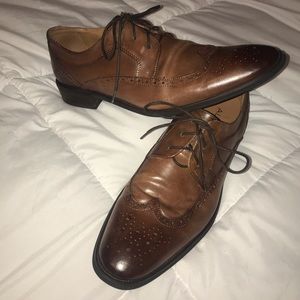 Aldo dress shoes brown leather wingtip oxfords